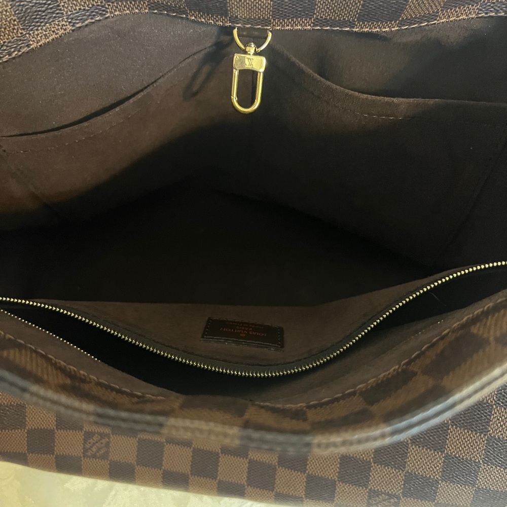Louis Vuitton Brown Damier Ebene Canvas Tote with Gold Hardware - Picture 13 of 13